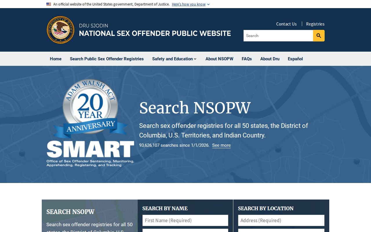National registry layer for a Johnson County sex offender search