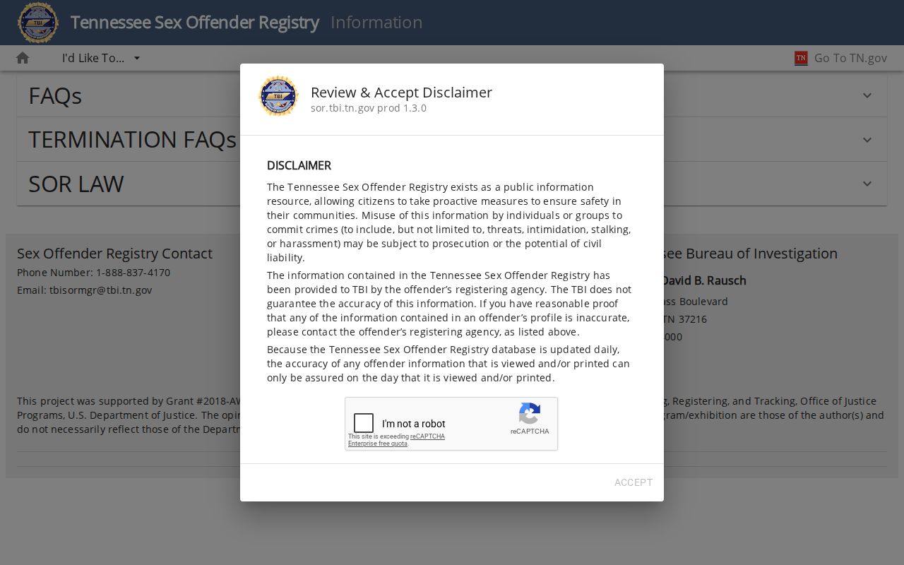 Johnson County sex offender search guidance from the Tennessee registry