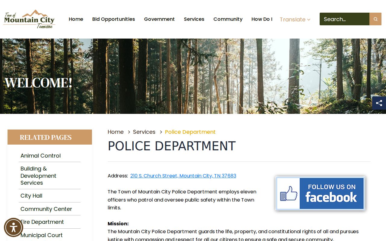 Mountain City Police source for local criminal records