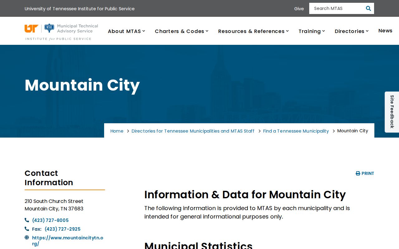 Mountain City criminal records context in the official municipal directory