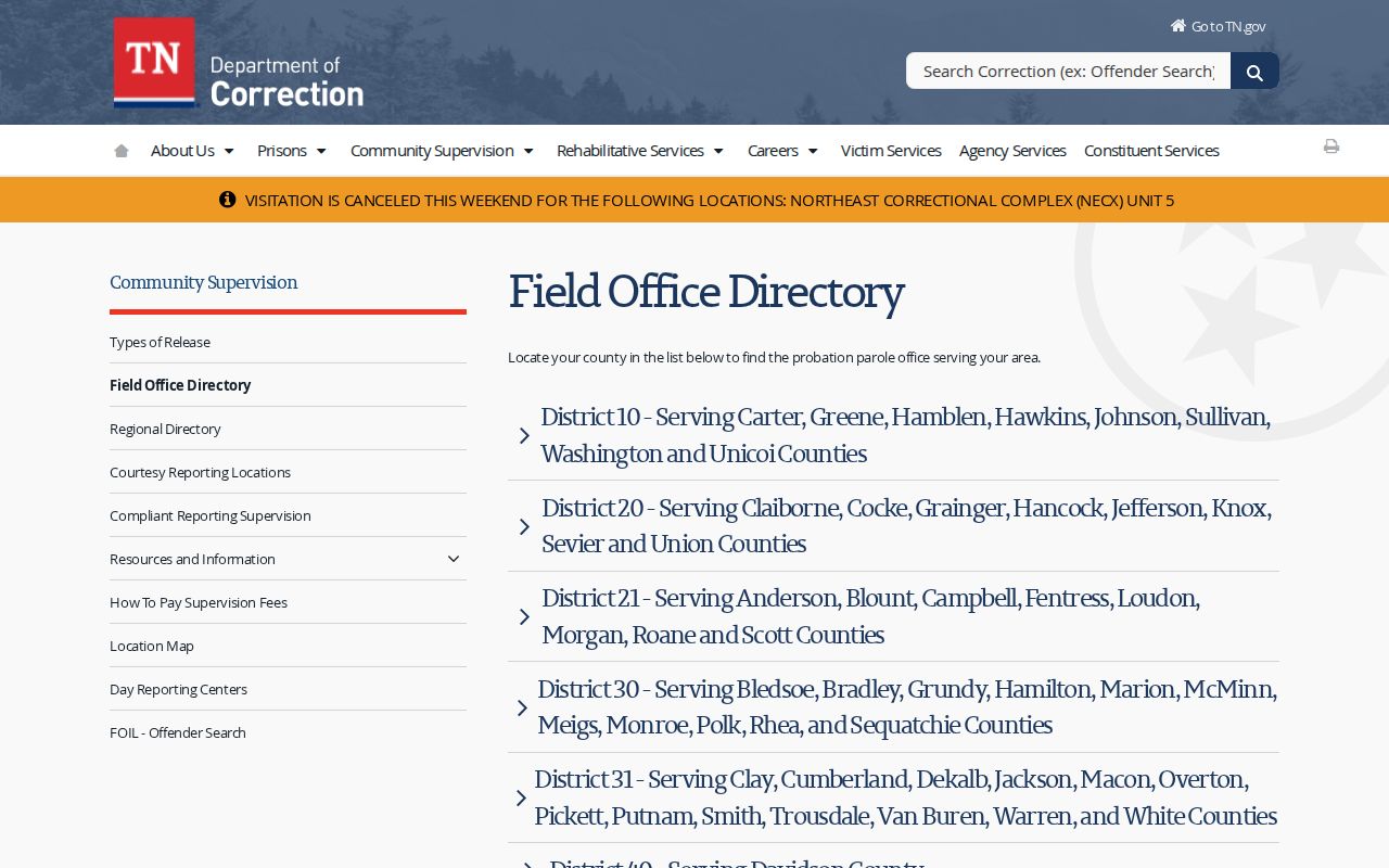 Johnson County criminal records probation and parole office